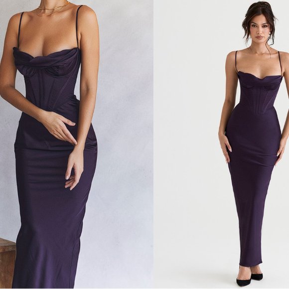 HOUSE OF CB 'Charmaine' Night Shade Corset Maxi NWOT